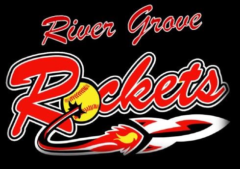 River Grove Rockets logo black and red
