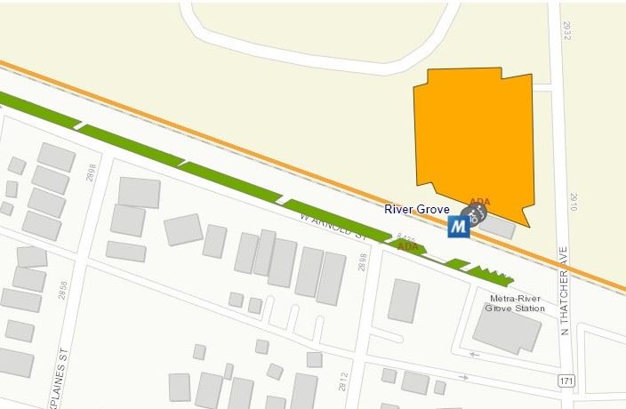 map showing the train station and parking lots